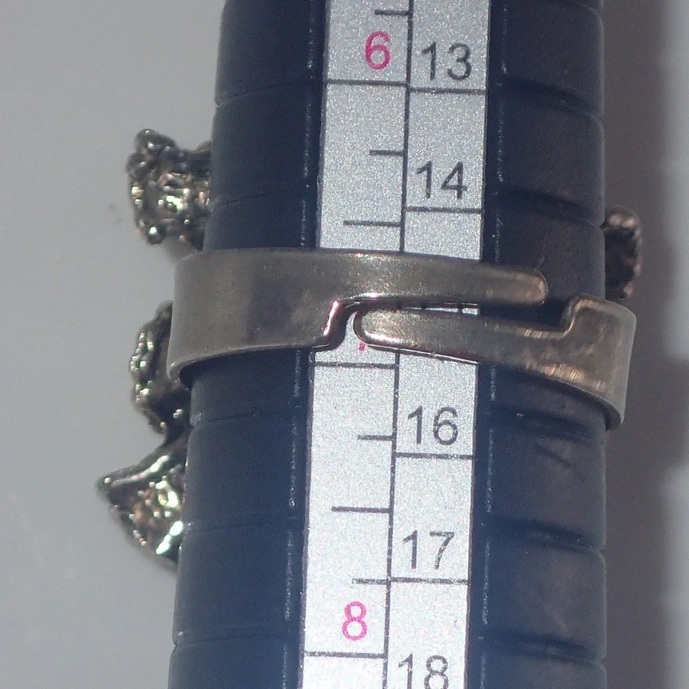 Vintage Ring Crystal Turtle Silver Adjustable Band Size 7 A Statement Piece Rare